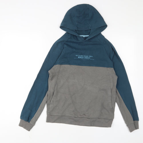 Marks and Spencer Boys Blue Cotton Pullover Hoodie Size 12-13 Years Pullover