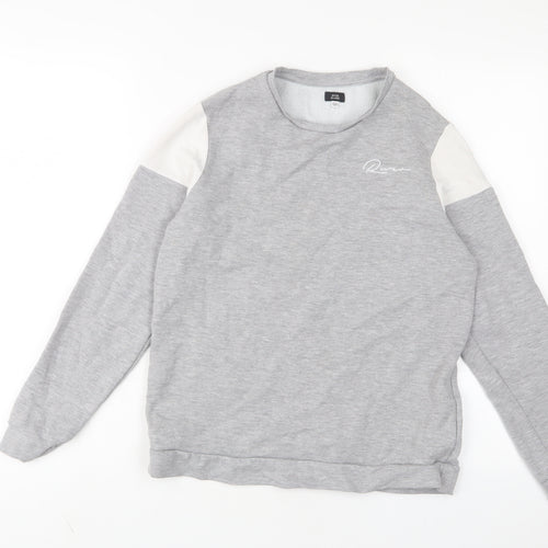 River Island Boys Grey Cotton Pullover Sweatshirt Size 13-14 Years Pullover