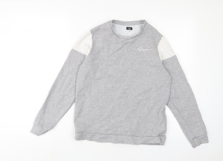 River Island Boys Grey Cotton Pullover Sweatshirt Size 13-14 Years Pullover