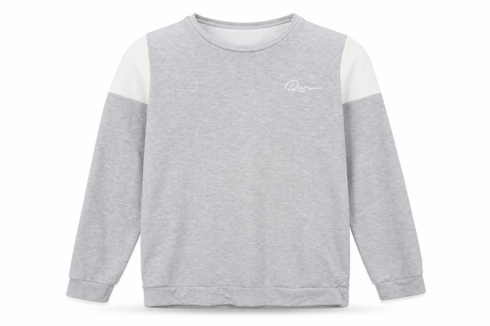 Front view of River Island boys’ grey cotton pullover sweatshirt, size 13-14, years pullover