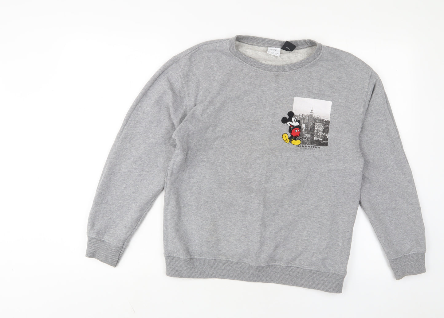 Zara Girls Grey Cotton Pullover Sweatshirt Size 11-12 Years Pullover - Mickey Mouse