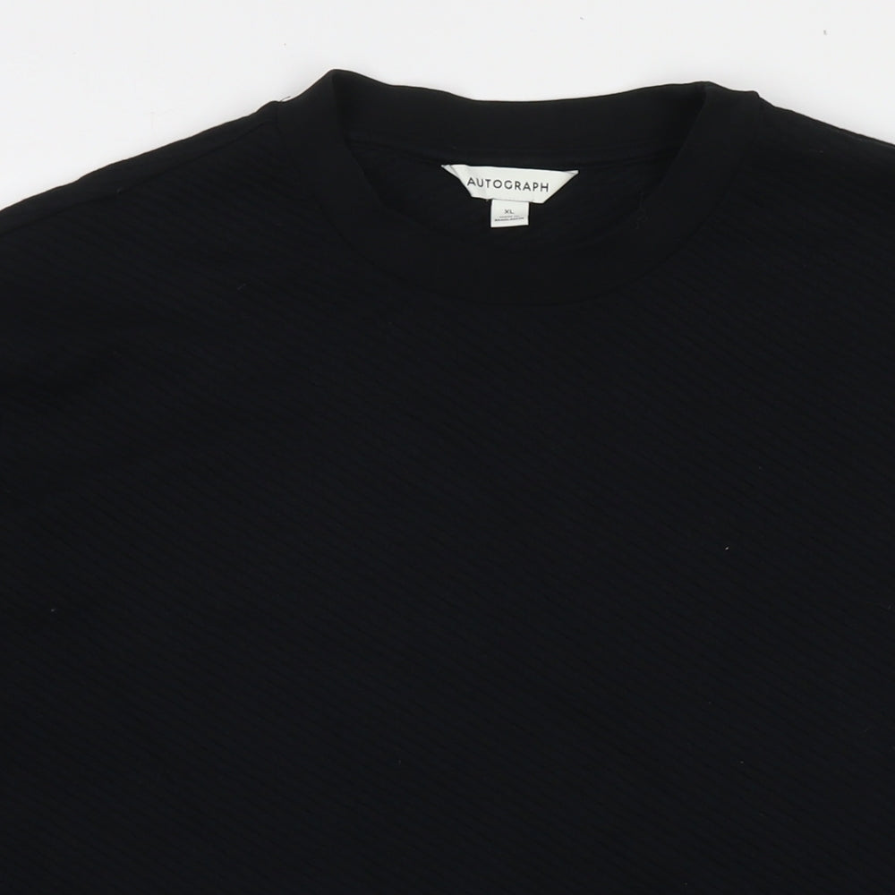 Autograph Mens Black Cotton Pullover Sweatshirt Size XL - Ribbed