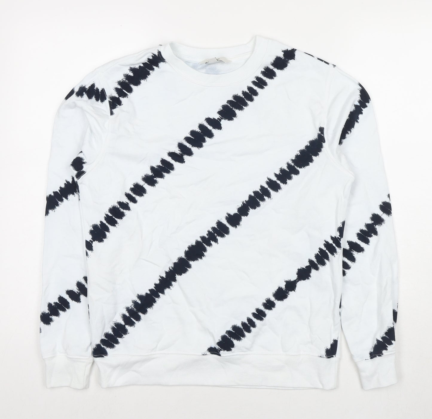 Marks and Spencer Womens White Geometric Cotton Pullover Sweatshirt Size S Pullover