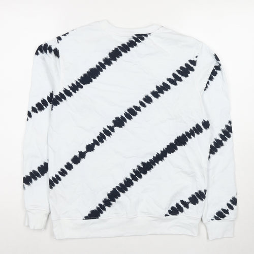 Marks and Spencer Womens White Geometric Cotton Pullover Sweatshirt Size S Pullover