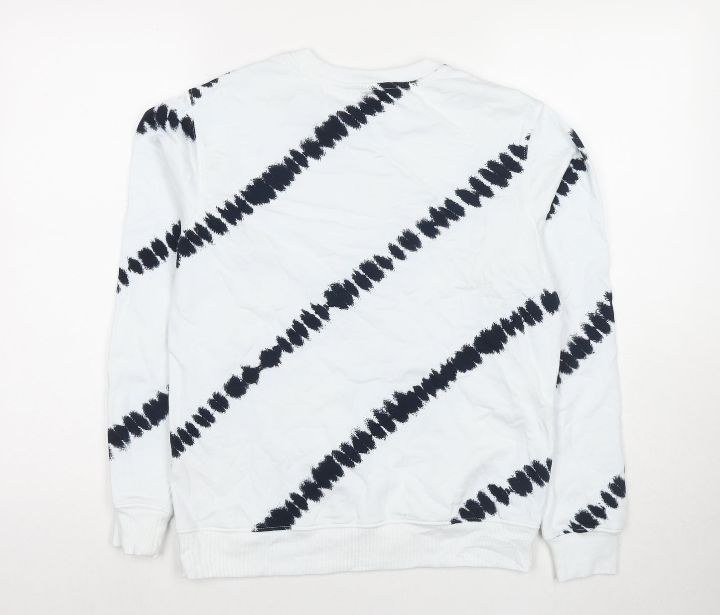 Marks and Spencer Womens White Geometric Cotton Pullover Sweatshirt Size S Pullover