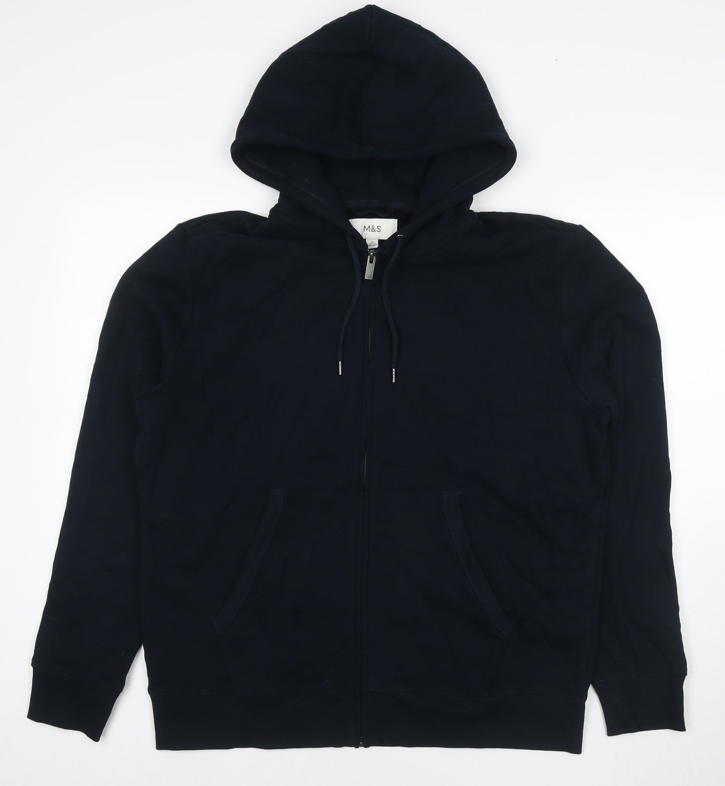Marks and Spencer Mens Black Cotton Full Zip Hoodie Size L