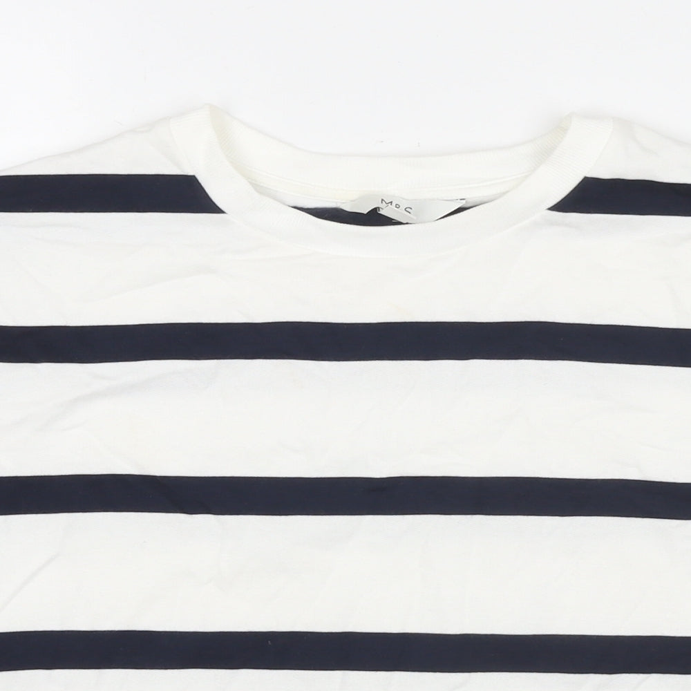 Marks and Spencer Womens White Striped Cotton Pullover Sweatshirt Size M Pullover