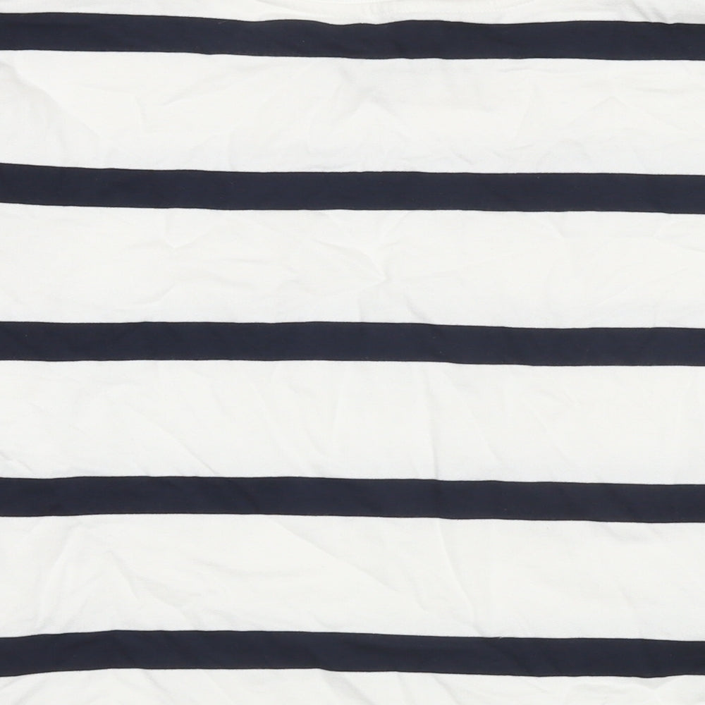 Marks and Spencer Womens White Striped Cotton Pullover Sweatshirt Size M Pullover