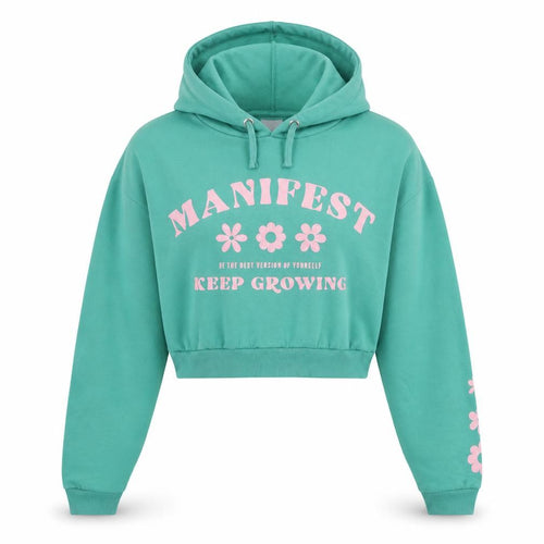 New Look Girls Blue Cotton Pullover Hoodie Size 14-15 Years Pullover - Manifest Keep Growing Flowers
