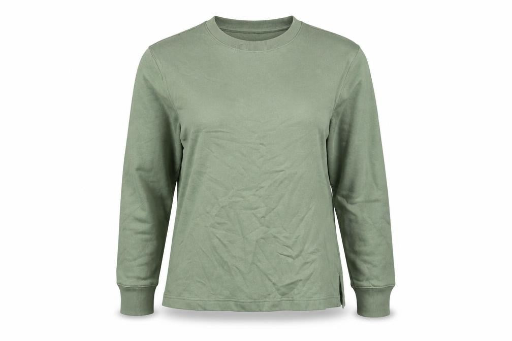Front view of Marks & Spencer women’s green polyester pullover sweatshirt, size M, pullover