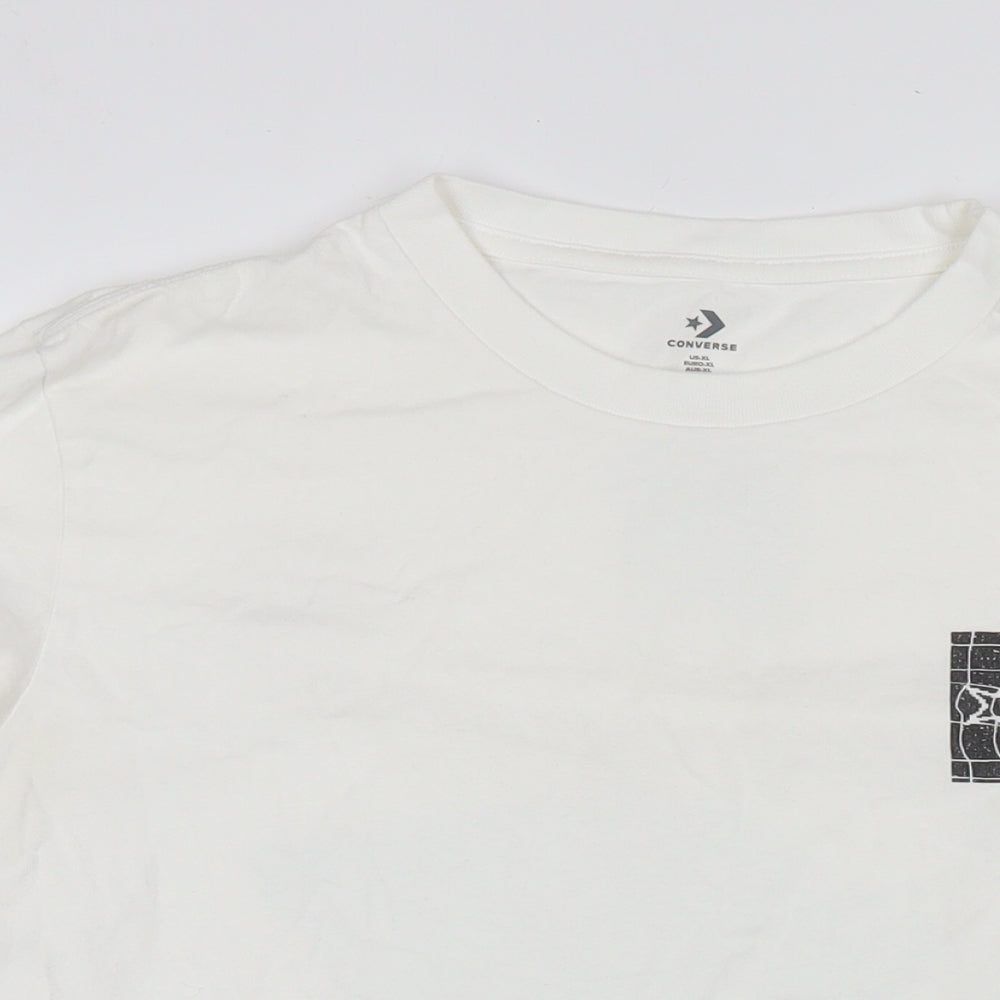 Converse Womens White Cotton Pullover Sweatshirt Size XL Pullover - Basketball Logo