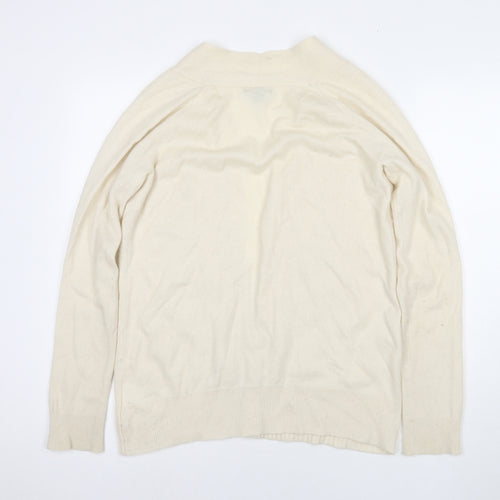 Gap Womens Ivory V-Neck Cashmere Cardigan Jumper Size M