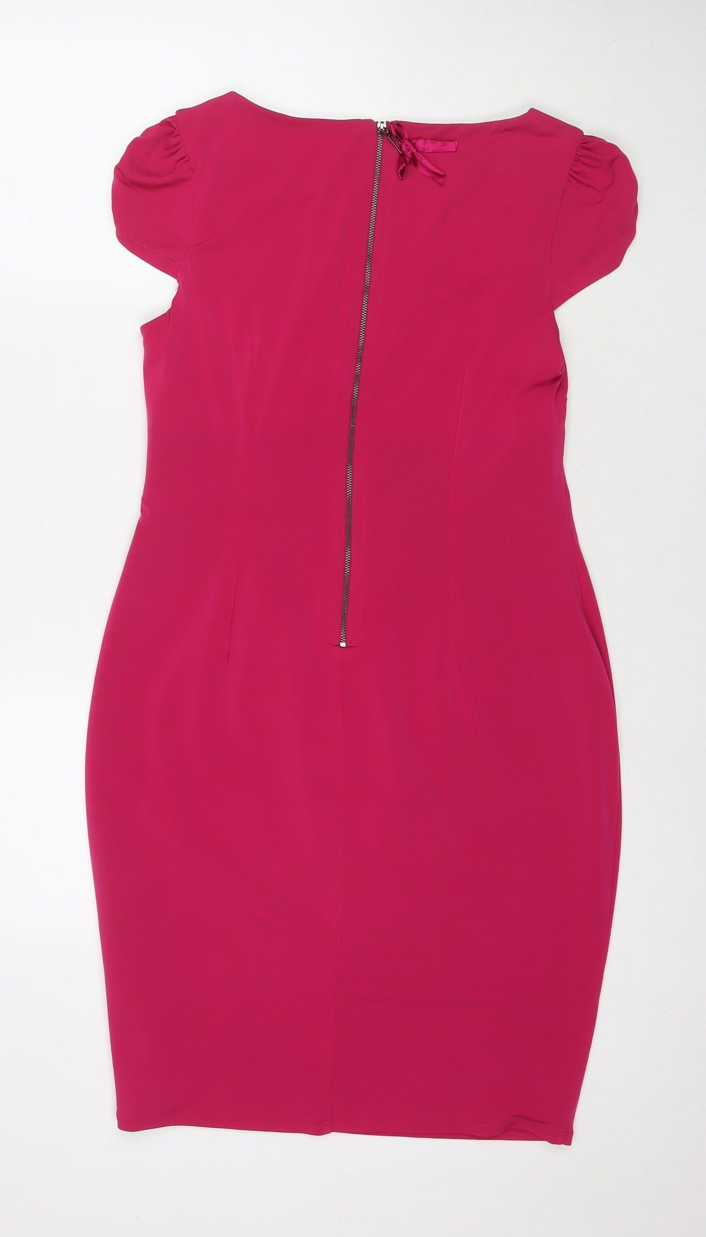Marks and Spencer Womens Pink Polyester A-Line Size 14 Round Neck Zip