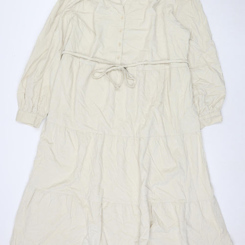 Marks and Spencer Womens Beige Cotton Maxi Size 20 V-Neck Pullover