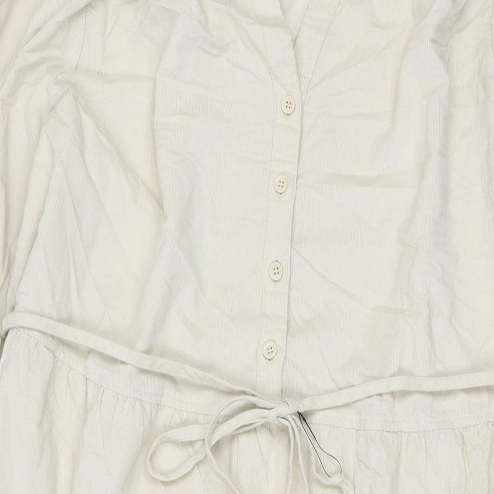 Marks and Spencer Womens Beige Cotton Maxi Size 20 V-Neck Pullover