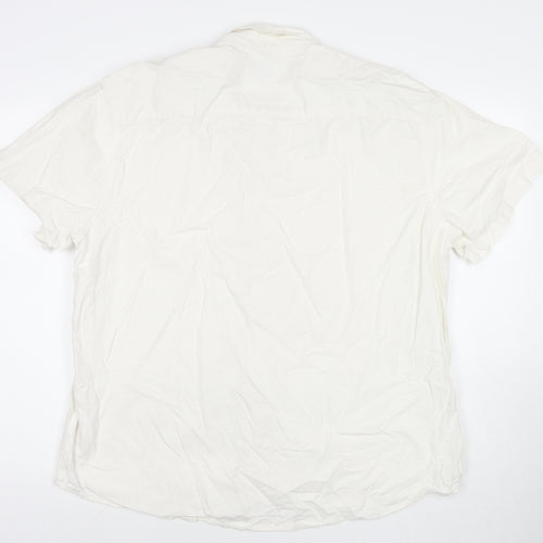 F&F Mens White Linen Button-Up Size 2XL Collared Button