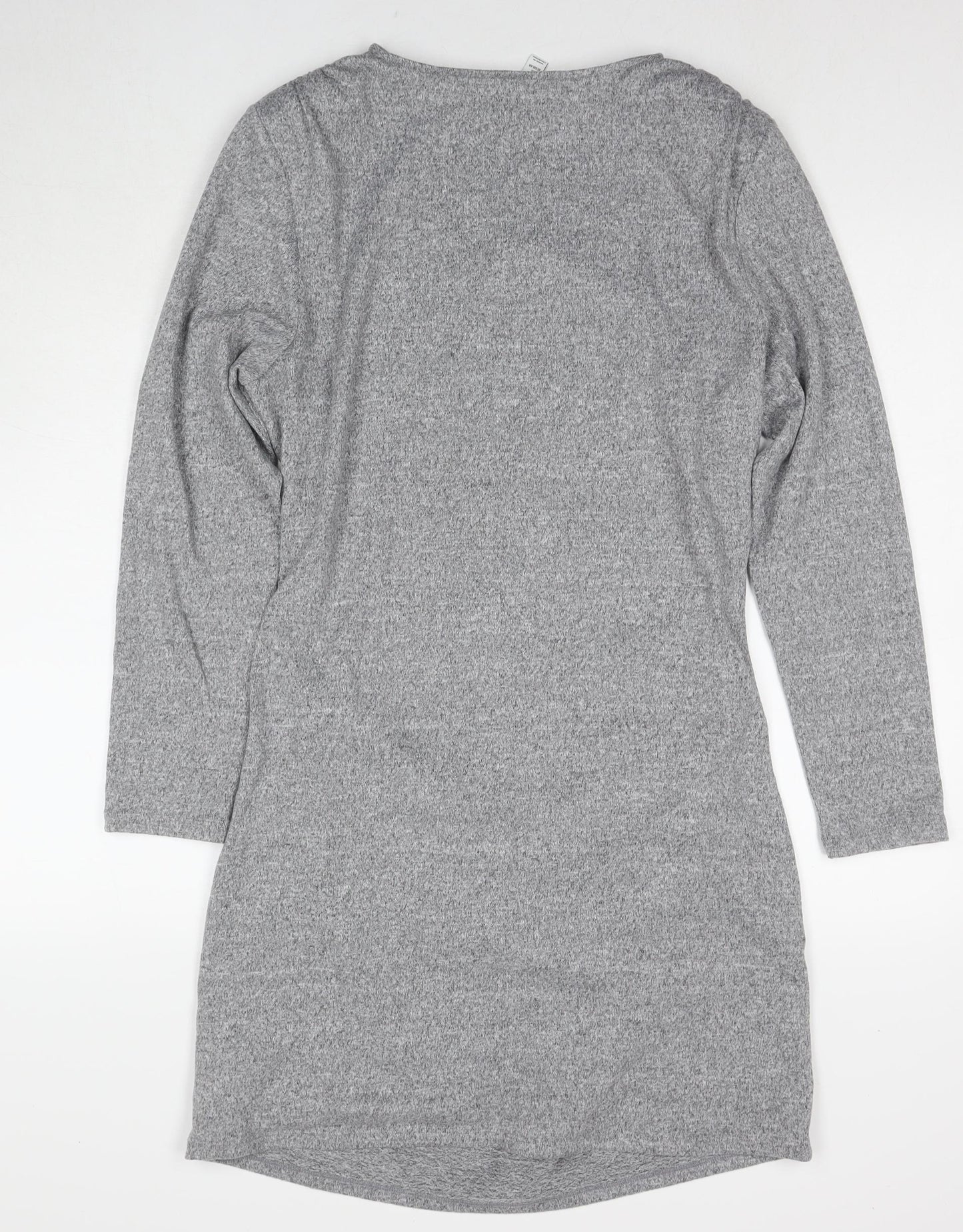 Marks and Spencer Womens Grey Polyester Jumper Dress Size 16 Round Neck Pullover