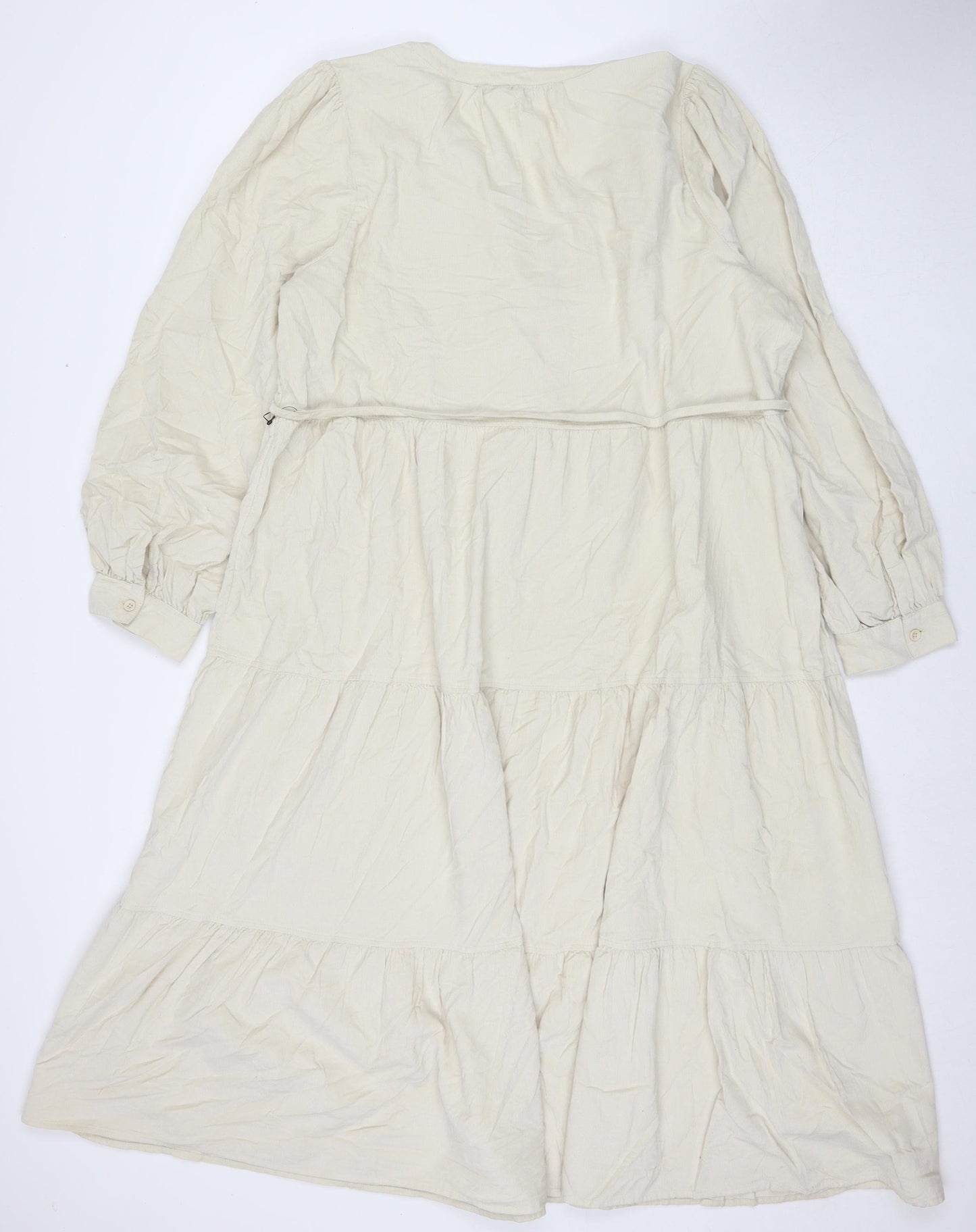 Marks and Spencer Womens Beige Cotton Maxi Size 22 V-Neck Button