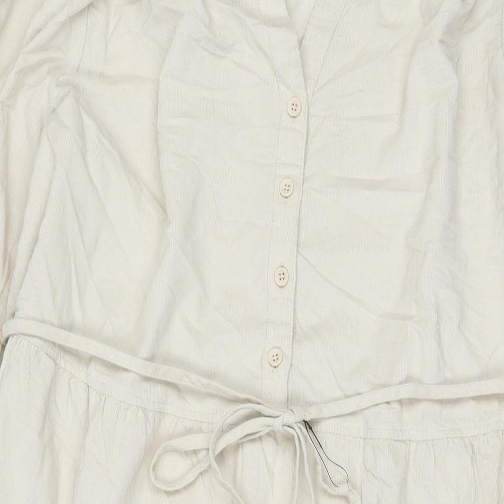 Marks and Spencer Womens Beige Cotton Maxi Size 22 V-Neck Button