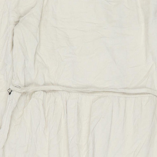 Marks and Spencer Womens Beige Cotton Maxi Size 22 V-Neck Button