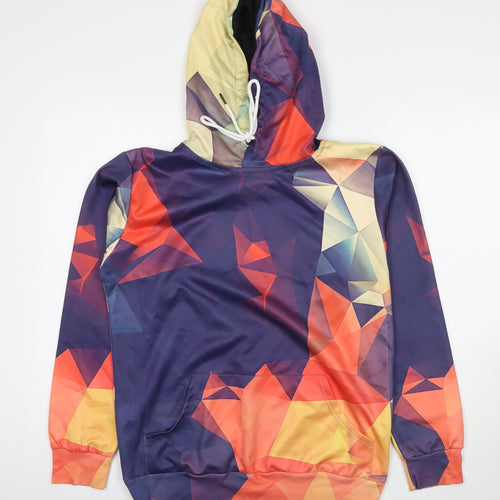 Mr. Bao Long & Mis.Go Mens Multicoloured Geometric Polyester Pullover Hoodie Size L