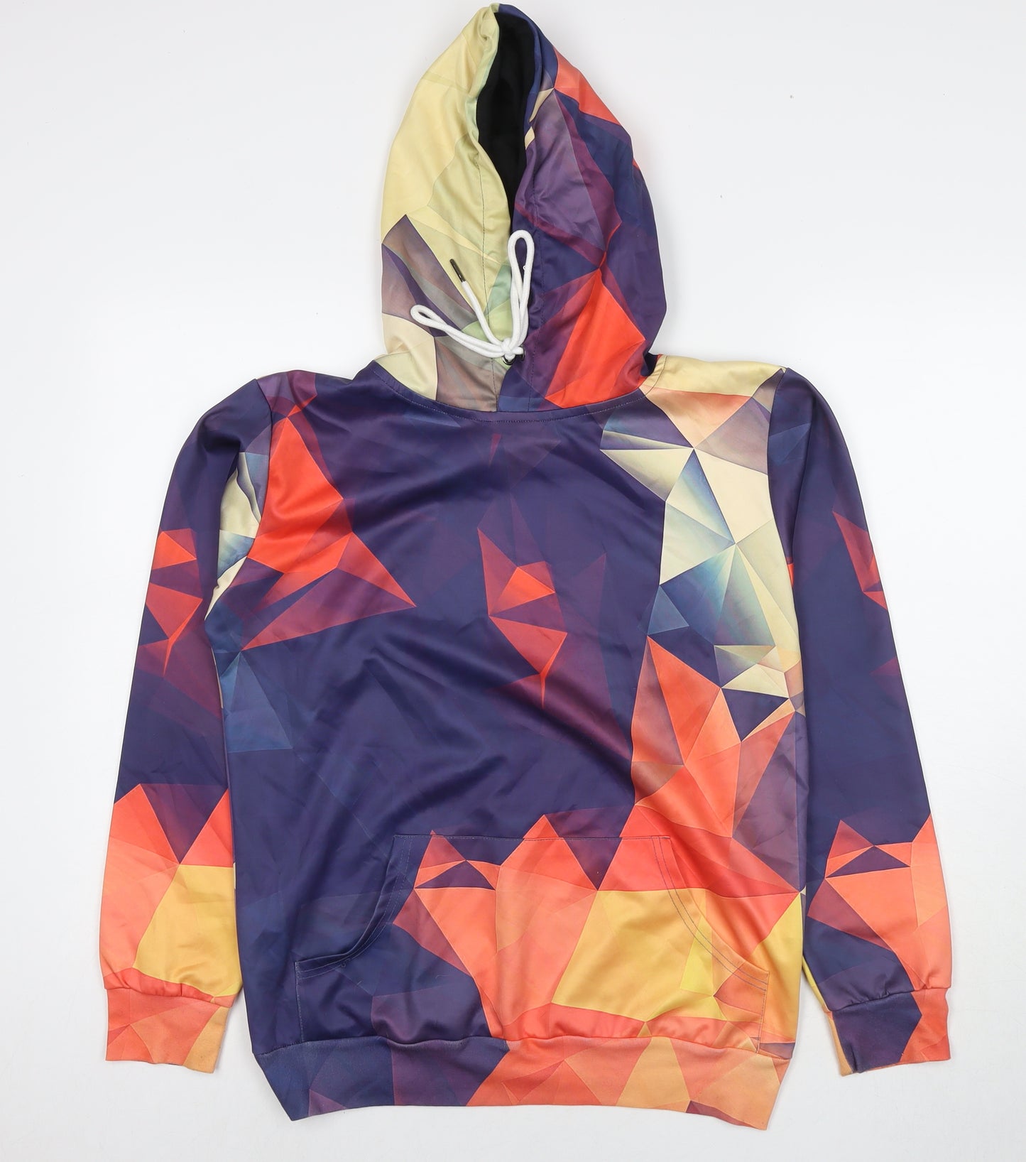 Mr. Bao Long & Mis.Go Mens Multicoloured Geometric Polyester Pullover Hoodie Size L