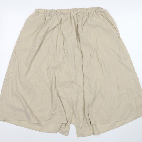 St Michael Womens Beige Viscose Flare Skirt Size 18 Button