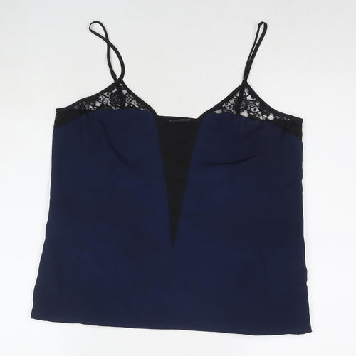 VILA Womens Blue Polyester Camisole T-Shirt Size XL V-Neck