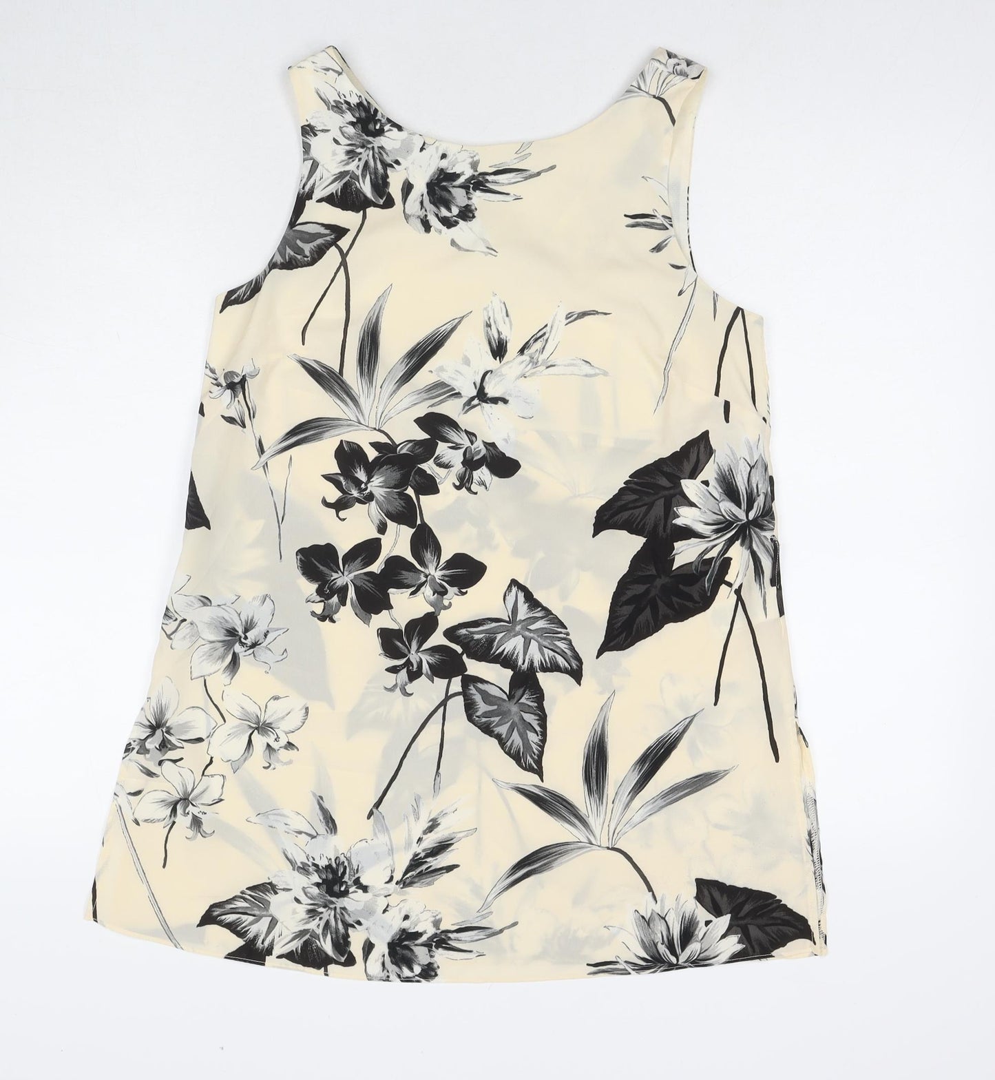 Dorothy Perkins Womens Ivory Floral Polyester Basic Tank Size 12 Round Neck