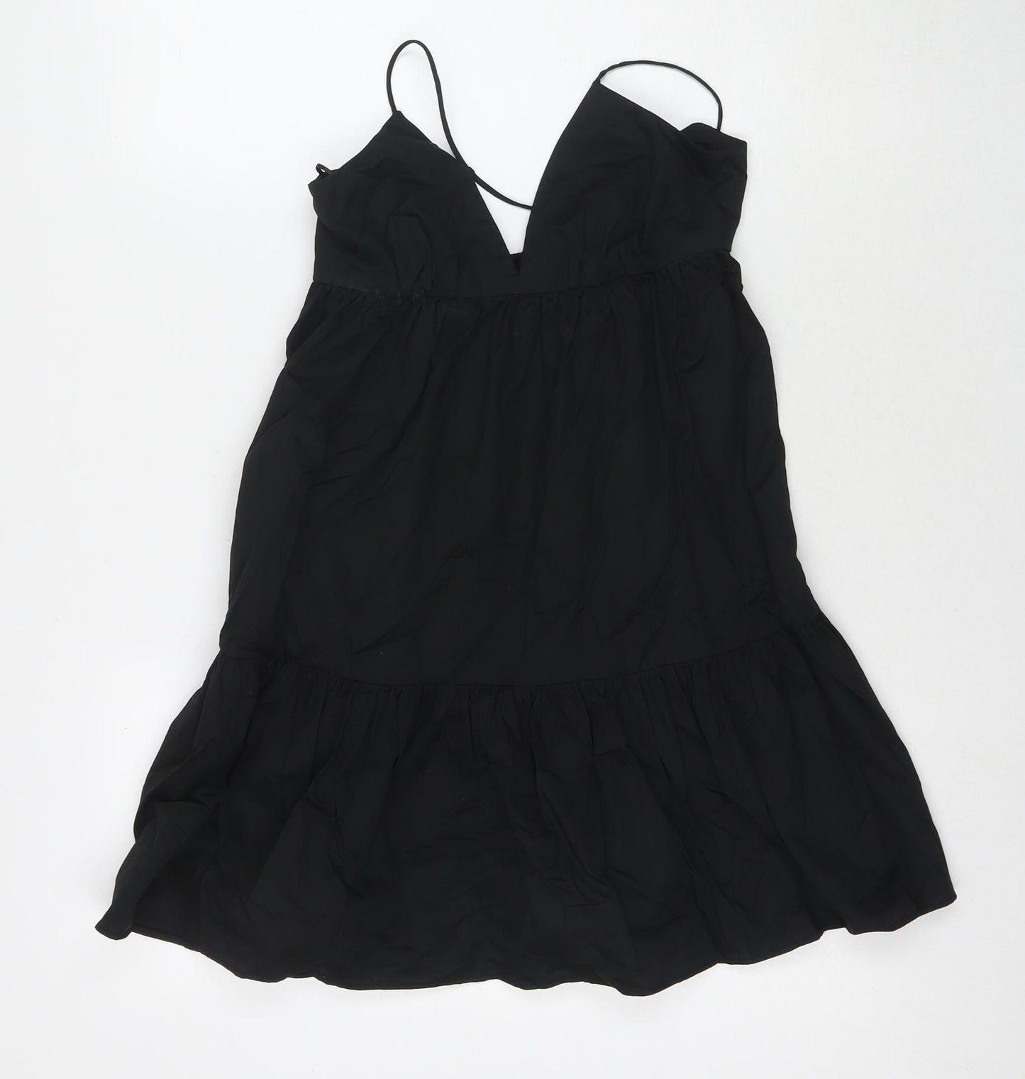 Zara Womens Black Cotton Tank Dress Size XS V-Neck Pullover