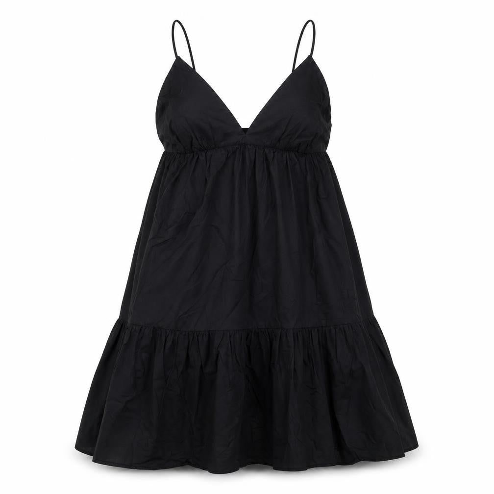 Zara Womens Black Cotton Tank Dress Size XS V-Neck Pullover