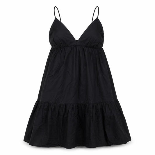 Front view of Zara women’s black cotton tank dress, size XS, v-neck pullover