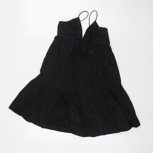 Zara Womens Black Cotton Tank Dress Size XS V-Neck Pullover