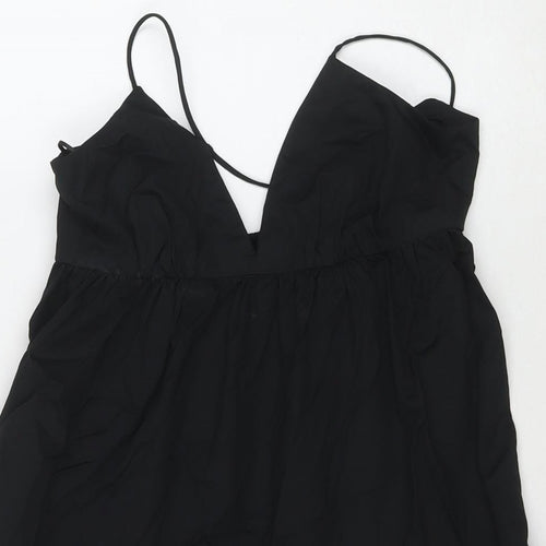 Zara Womens Black Cotton Tank Dress Size XS V-Neck Pullover