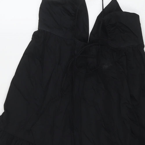 Zara Womens Black Cotton Tank Dress Size XS V-Neck Pullover