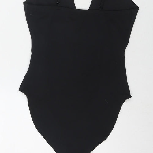 Newloo Womens Black Polyester Bodysuit One-Piece Size 12 Snap