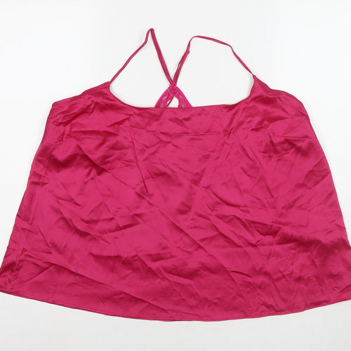 Marks and Spencer Womens Pink Solid Polyester Top Pyjama Top Size L