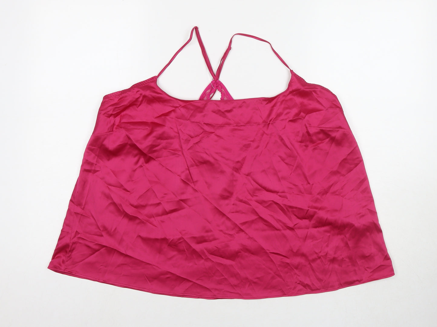 Marks and Spencer Womens Pink Solid Polyester Top Pyjama Top Size L