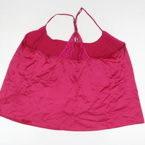 Marks and Spencer Womens Pink Solid Polyester Top Pyjama Top Size L