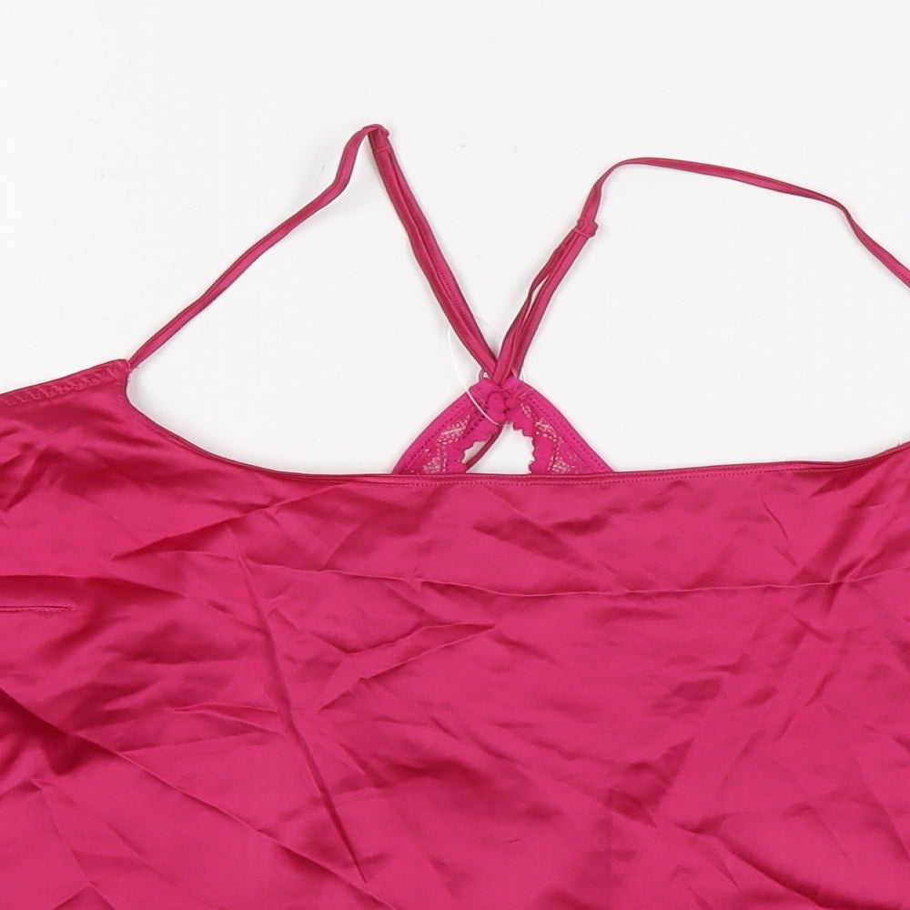 Marks and Spencer Womens Pink Solid Polyester Top Pyjama Top Size L