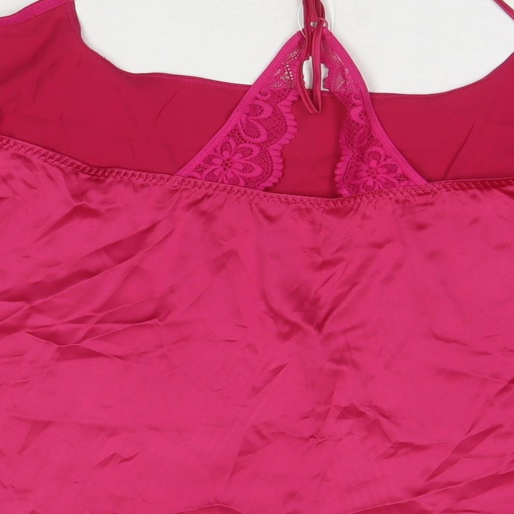 Marks and Spencer Womens Pink Solid Polyester Top Pyjama Top Size L
