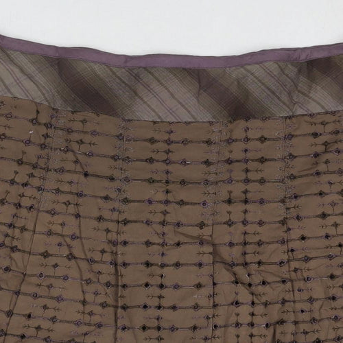 Fat Face Womens Beige Geometric Cotton Swing Skirt Size 14 Zip