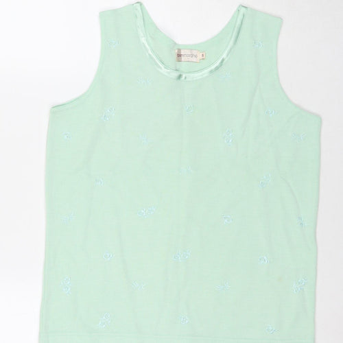 Bonmarché Womens Green Polyester Basic T-Shirt Size S Round Neck - Ribbed