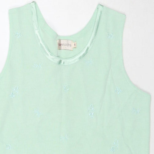 Bonmarché Womens Green Polyester Basic T-Shirt Size S Round Neck - Ribbed