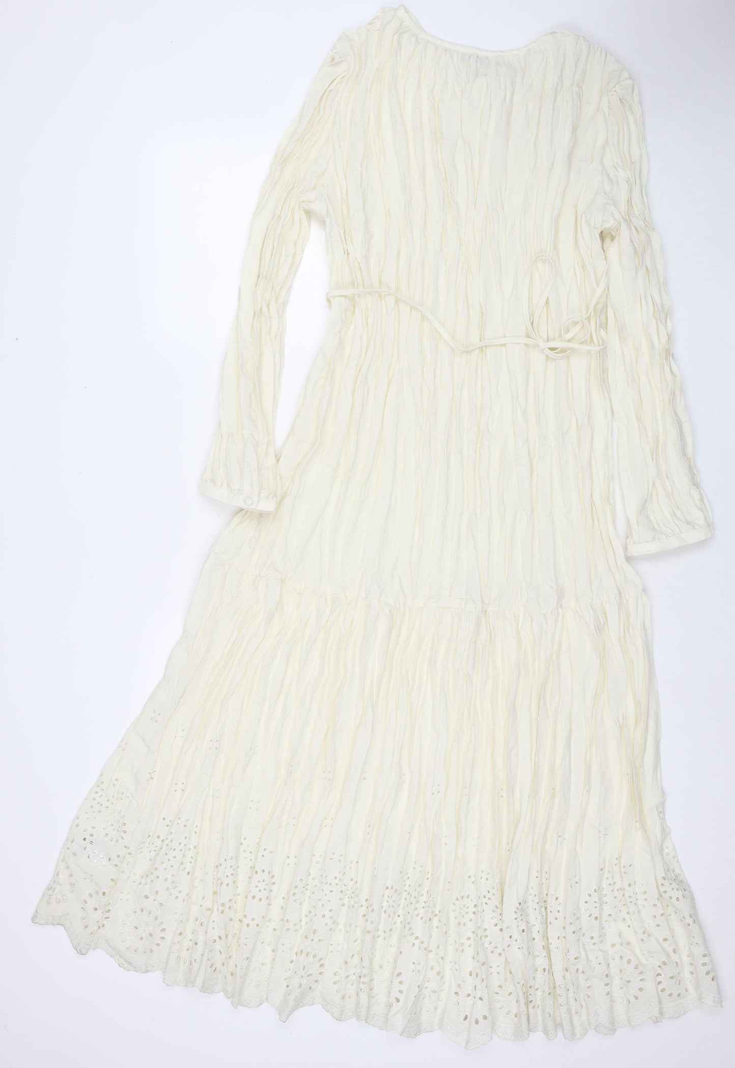 Marks and Spencer Womens Ivory Polyester Maxi Size 14 Round Neck Tie