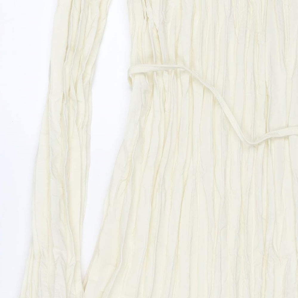 Marks and Spencer Womens Ivory Polyester Maxi Size 14 Round Neck Tie