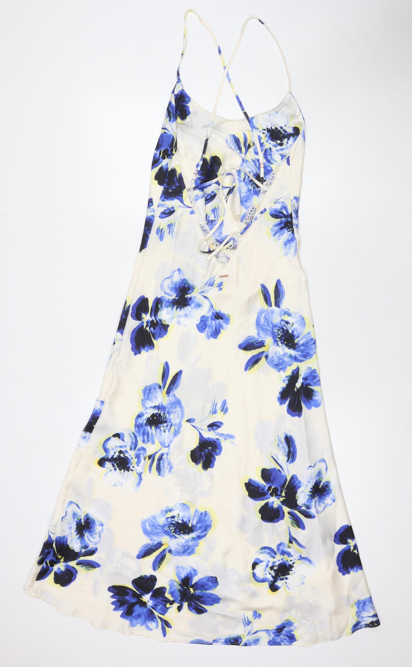Marks and Spencer Womens Ivory Floral Polyester Babydoll Dress Size 8