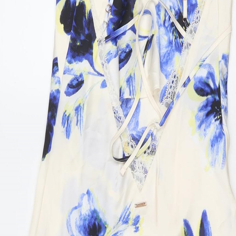 Marks and Spencer Womens Ivory Floral Polyester Babydoll Dress Size 8