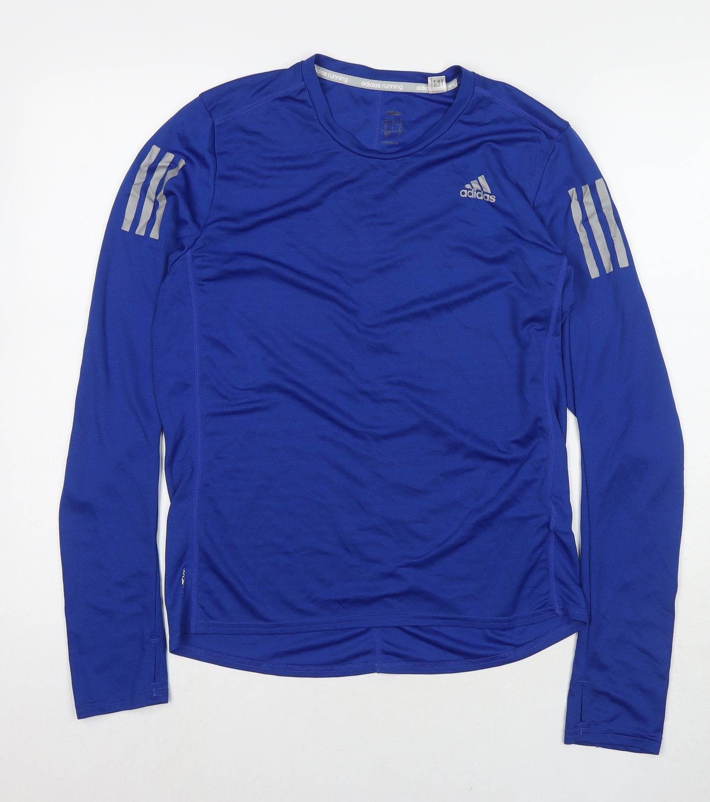 adidas Mens Blue Polyester Basic T-Shirt Size S Round Neck Pullover
