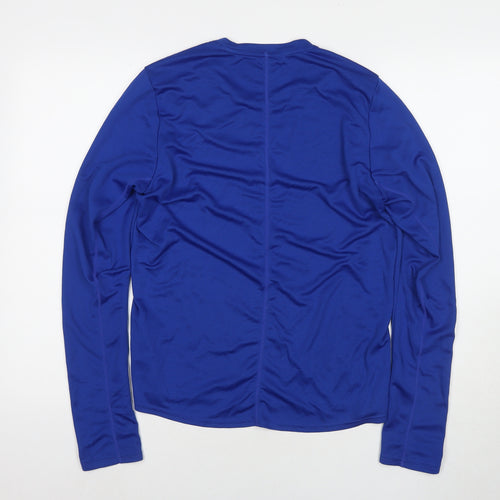 adidas Mens Blue Polyester Basic T-Shirt Size S Round Neck Pullover